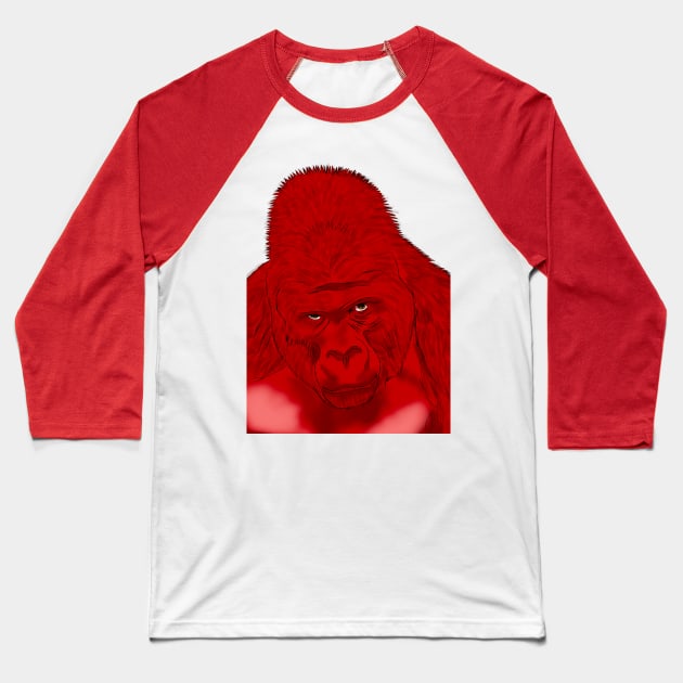 Red Gorilla Baseball T-Shirt by BenIrelandBooks